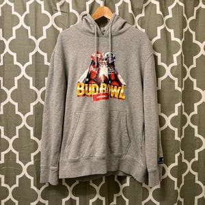 BUD BOWL  BUDWEISER STARTER 50 BLACK LABEL HOODIE SWEATSHIRT XL Gray